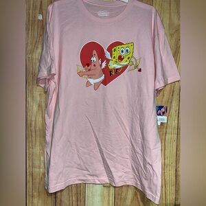 Nickelodeon Pink Tee with SpongeBob and Patrick Design NWT Plus Size Valentine’s